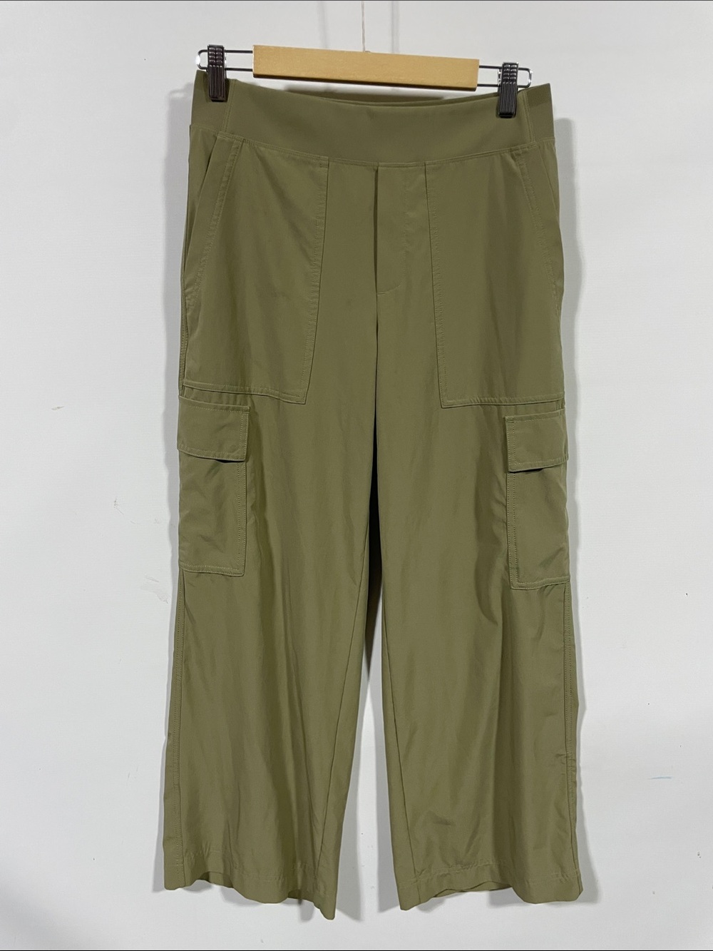 Athleta Olive Green Cargo Wide-Leg Track Pants
